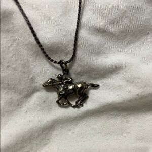 Race Horse Pendant Necklace in Sterling Silver